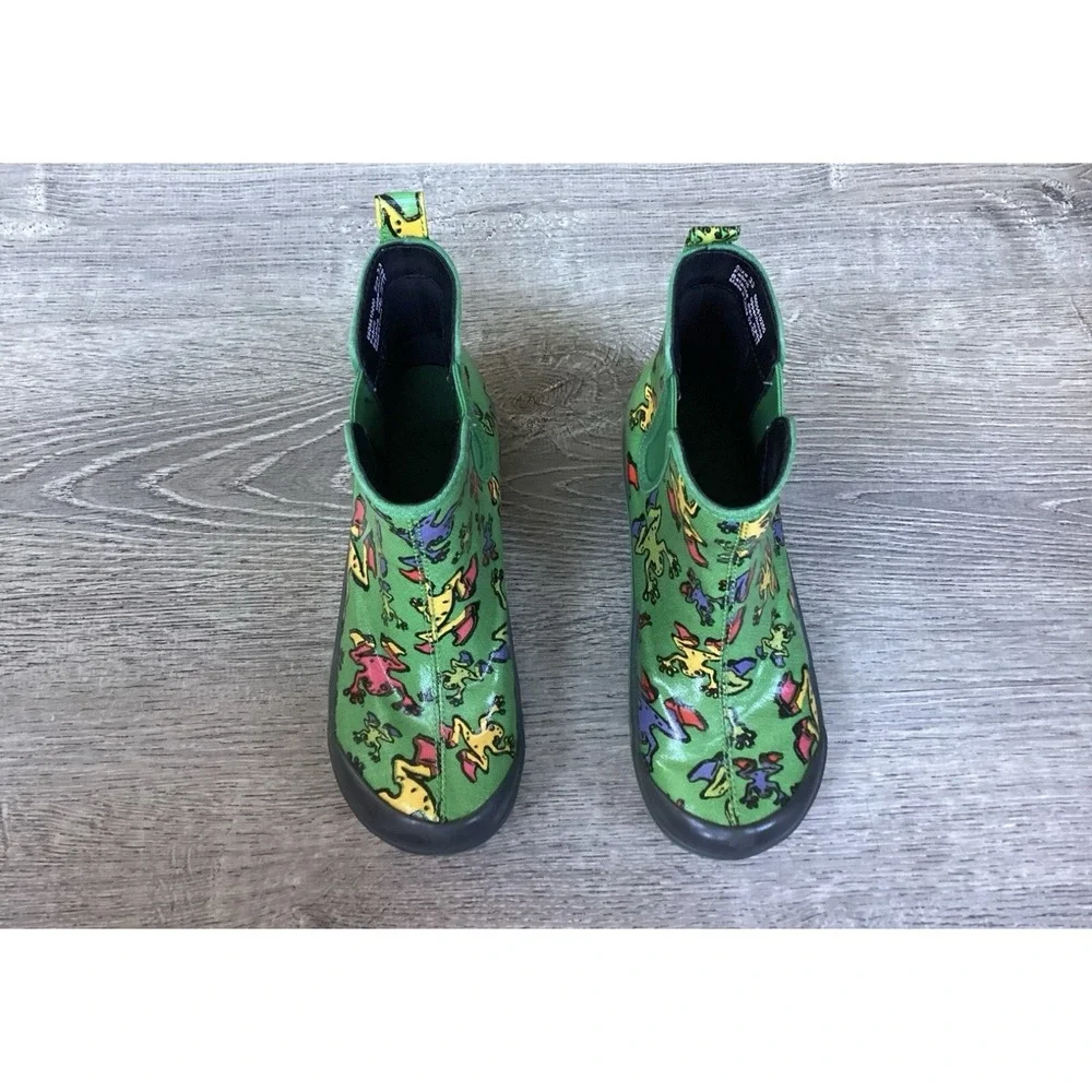 Dansko Vicki Vegan Kids Youth Size 3 EU 33 Green Rain Boots with Colorful Frogs